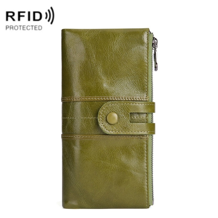Retro Ladies RFID Wallet Leather Long Mobile Phone Bag(Green)
