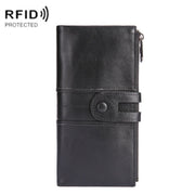 Retro Ladies RFID Wallet Leather Long Mobile Phone Bag(Black)
