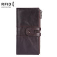 Retro Ladies RFID Wallet Leather Long Mobile Phone Bag(Purple Coffee color) - Antimagnetic RFID Package by PMC TechLife | Online Shopping South Africa | PMC TechLife | Buy Now Pay Later Mobicred