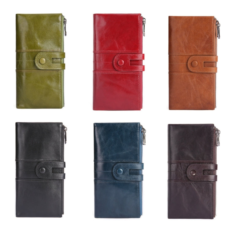 Retro Ladies RFID Wallet Leather Long Mobile Phone Bag(Red)