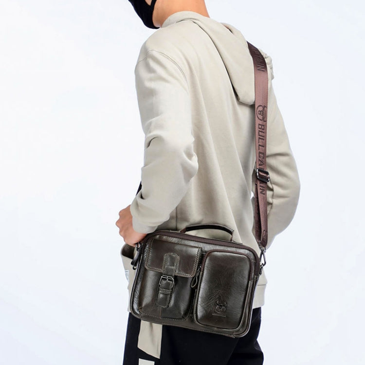 BULL CAPTAIN 036 Men Leather Shoulder Bag Retro First-Layer Cowhide Messenger Bag(Brown)