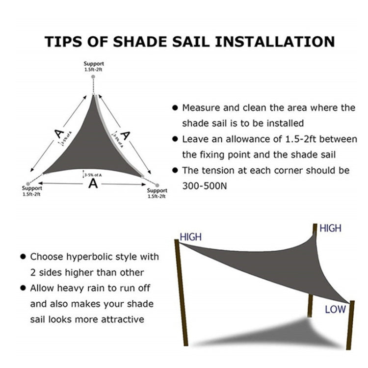 Triangle Outdoor Garden Sunshade Sail Water-resistant Anti-UV Canopy, Size: 4m x 4m x 4m(Beige)