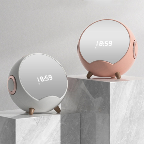 Mini Desktop Multi-Function Smart Wireless Charging Bluetooth Speaker with Alarm Clock & Phone Holder Function(Pink)
