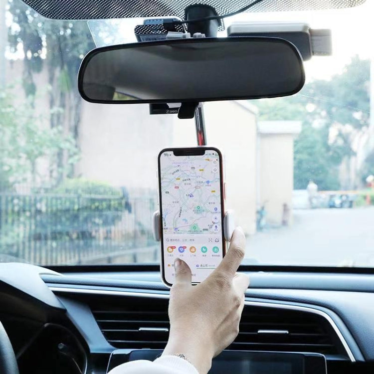 2 PCS Car Mobile Phone Bracket Rearview Mirror Navigation Bracket Driving Recorder Fixed Clipper Post-Lens Bracket(White)
