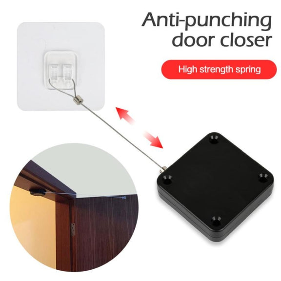 P093 Automatic Doorkeeper Telescher Door Closer Sliding Door Anti-Theft Box, Specification: 2nd Generation Black All Glue 800g 1m