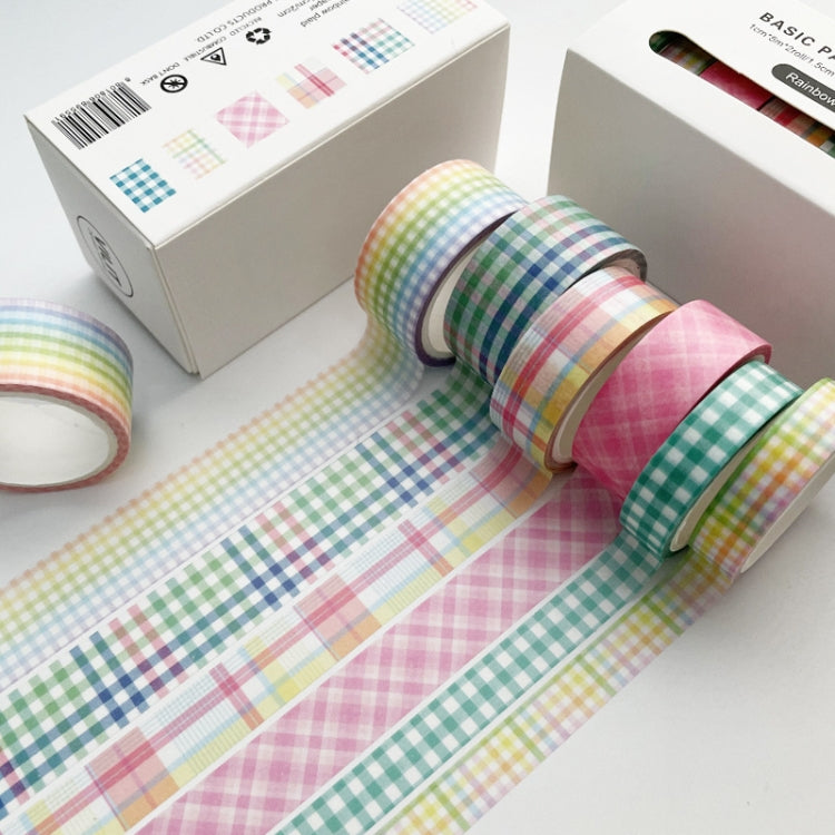 Paper Lattice Decorative Material Tape For Handbook(Rainbow Plaid)