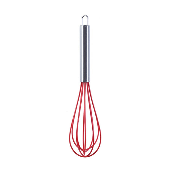 Silicone Egg Beater Home Egg Mixer Kitchen Gadgets Cream Baking Tools, Colour: 10 inch Red