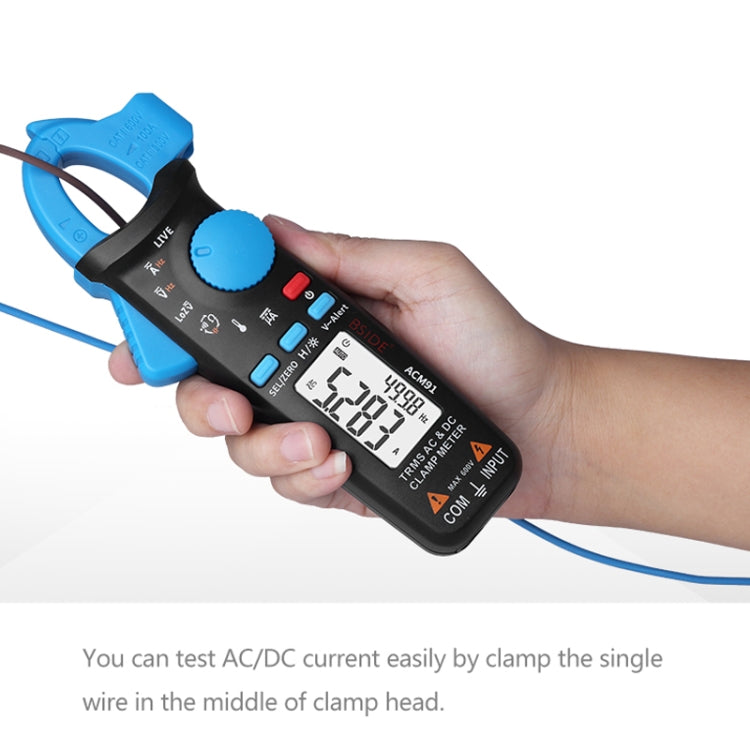 BSIDE ACM91 Digital Clamp Meter AC/DC Current 1mA True RMS Auto Range  Capacitor Tester Multimeter(Blue)