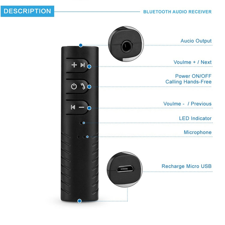 H-139 3.5mm Lavalier Bluetooth Audio Receiver with Metal Adapter(Green)