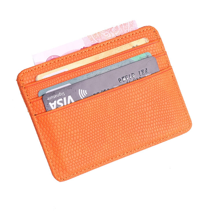 KT1002 RFID Function Lizard Pattern Bank Card Holder PU Business Card Case(Orange)