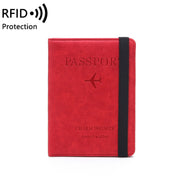 RFID Travel Passport Card Bag Elastic Band Protective Case(Red)
