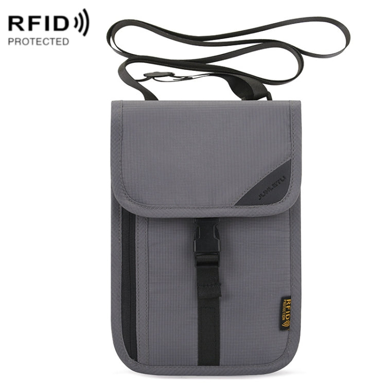 1062 Travel Passport Bag RFID Multi-Function Document Holder Hanging Neck Ticket Protective Case(Gray)