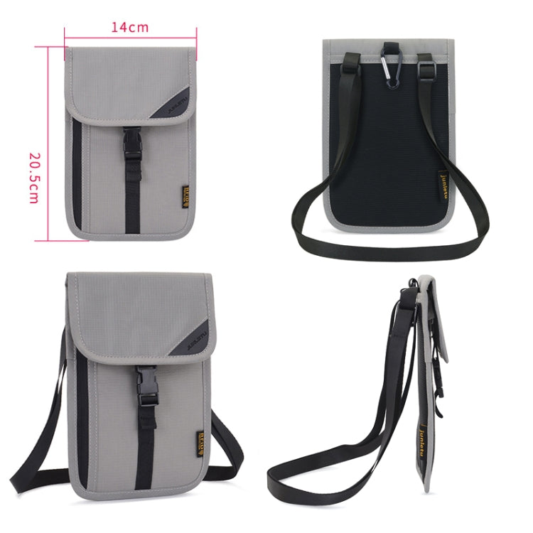 1062 Travel Passport Bag RFID Multi-Function Document Holder Hanging Neck Ticket Protective Case(Gray)