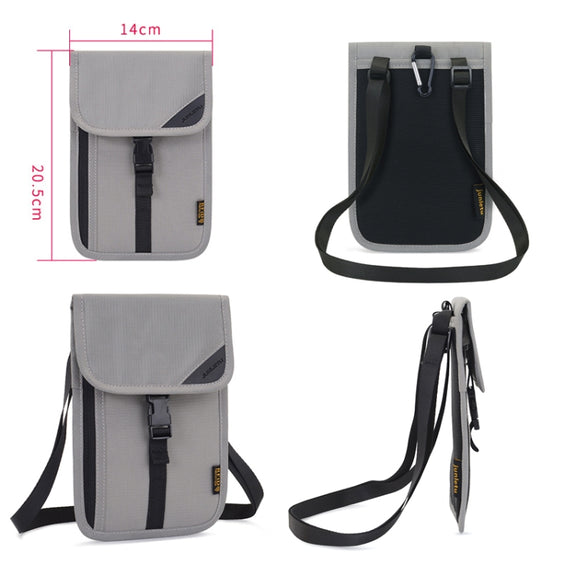 1062 Travel Passport Bag RFID Multi-Function Document Holder Hanging Neck Ticket Protective Case(Gray)