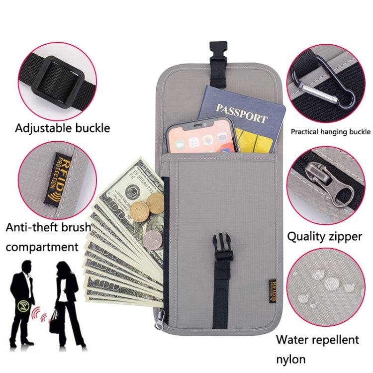 1062 Travel Passport Bag RFID Multi-Function Document Holder Hanging Neck Ticket Protective Case(Rose Red)
