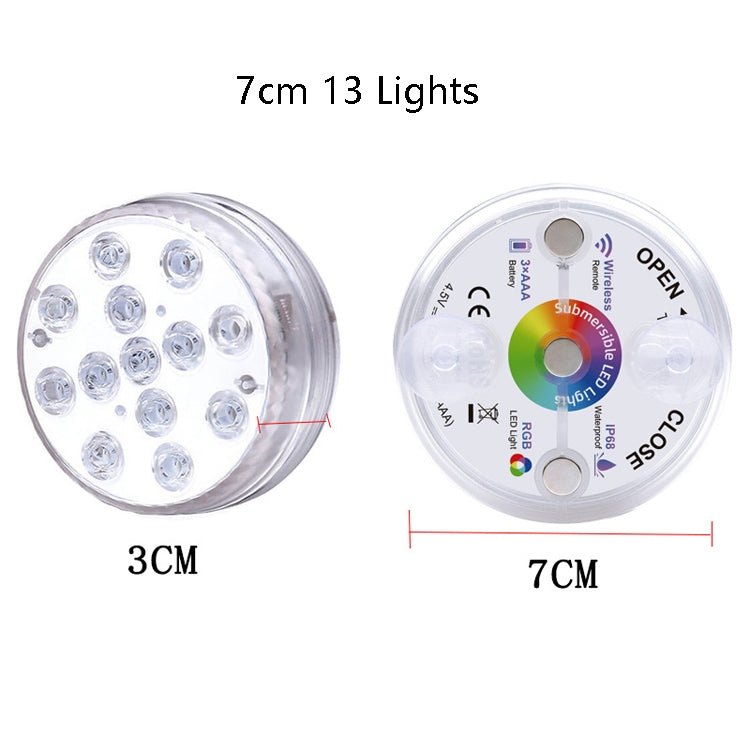 LED Remote Control Diving Light Pool Water-resistant Underwater Lamp, Spec: 7cm 13 LEDs+IR 28-key Remote Control(1 PC + 1 Remote Control)