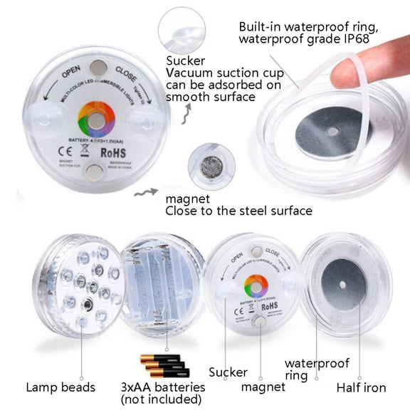 LED Remote Control Diving Light Pool Water-resistant Underwater Lamp, Spec: 7cm 13 LEDs+IR 28-key Remote Control(1 PC + 1 Remote Control)