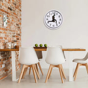 Walking Clock Businessman Briefcase Glass Wall Clock Personality Clock Decoration Round Clock(White)