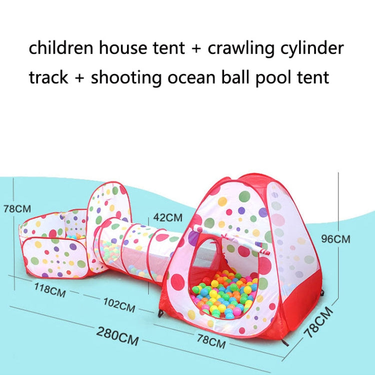 3 in 1 Children Tent Play House Tunnel Foldable Shooting Ocean Ball Pool Toy(Red)