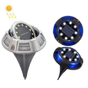 Outdoor Solar Underground Lamp Rotating Buried Lawn Lamp , Spec: 12 LEDs White+Blue Light (Aluminum Shell)