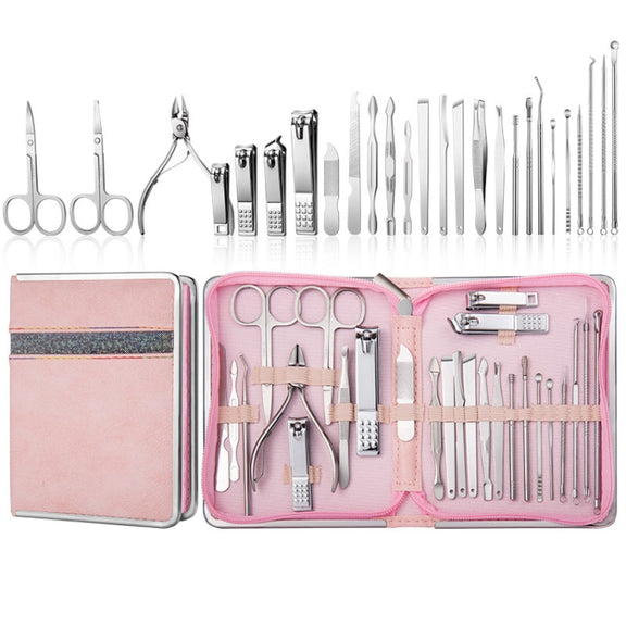 26 In 1  Pink  Nail Clipper Set Manicure Set Stainless Steel Nail Clipper Manicure Tool