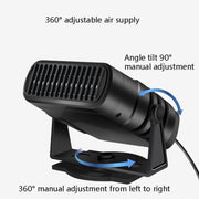 12V Black Car Heater Cold And Warm Wind Defrosting And Snow Demister