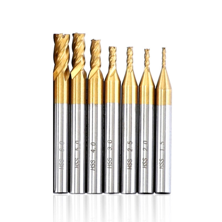 7 PCS/Set High-Speed Steel And Aluminum End Face Milling Cutter With Straight Shank Titanium-Plated Milling Cutter