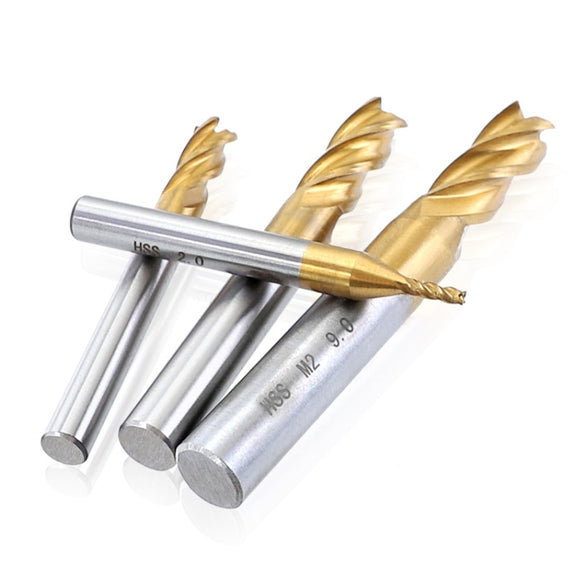 7 PCS/Set High-Speed Steel And Aluminum End Face Milling Cutter With Straight Shank Titanium-Plated Milling Cutter