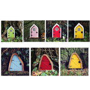 Courtyard Wooden Miniature Fairy Dwarf Door Tree Decoration(Oval Door (Blue))
