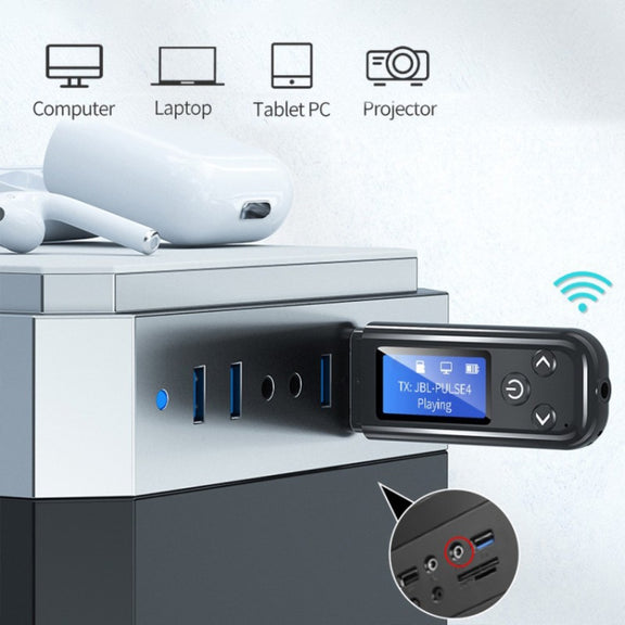 K15Pro With LCD Screen Bluetooth Adapter Audio Receiver Transmitter 3.5mm AUX Car Hands-Free