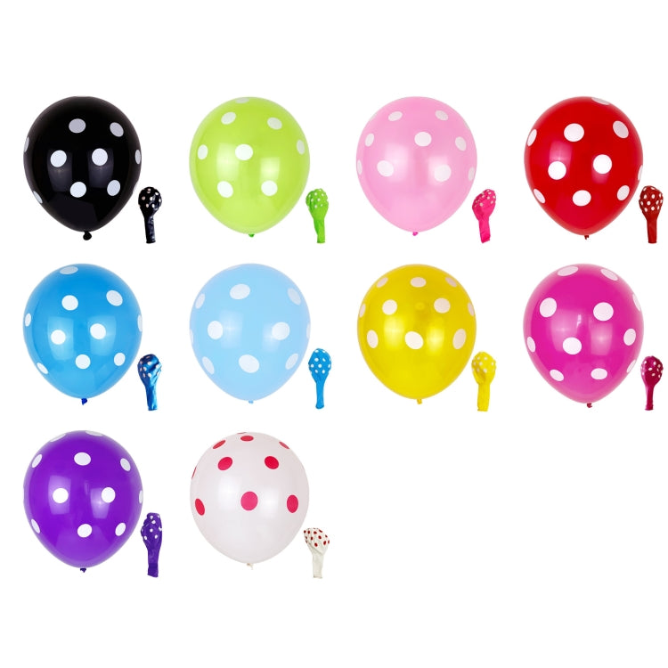 100 PCS FY-10280 12 Inch Dot Party Decorative Balloon Wedding Scene Arrangement Latex Balloon(Black White Dot)