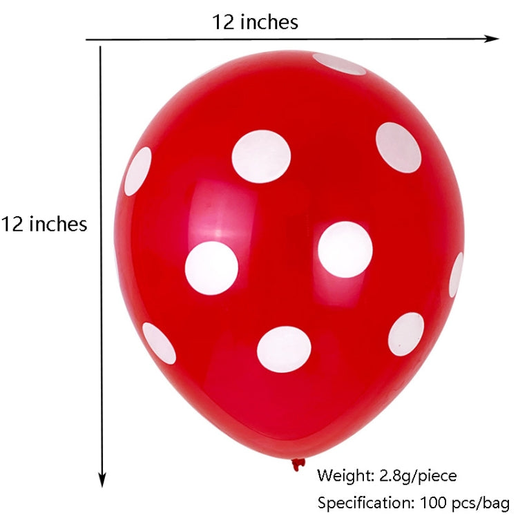 100 PCS FY-10280 12 Inch Dot Party Decorative Balloon Wedding Scene Arrangement Latex Balloon(Black White Dot)