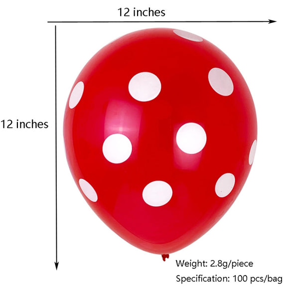 100 PCS FY-10280 12 Inch Dot Party Decorative Balloon Wedding Scene Arrangement Latex Balloon(Black White Dot)