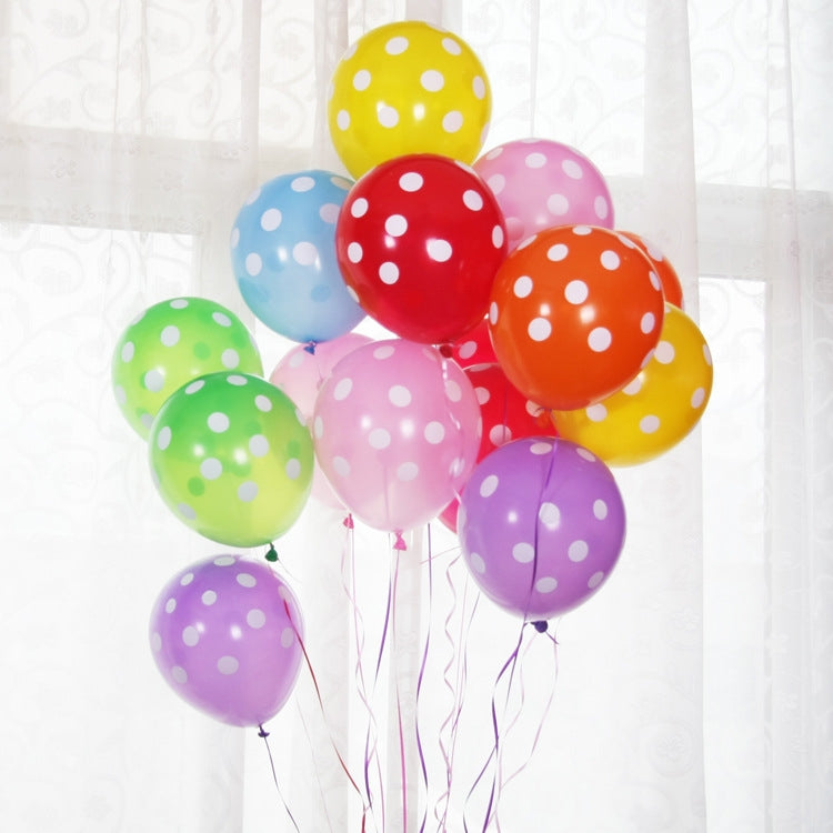 100 PCS FY-10280 12 Inch Dot Party Decorative Balloon Wedding Scene Arrangement Latex Balloon(Black White Dot)