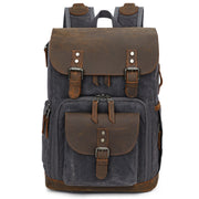 K-86 Casual Shoulder Camera Bag Contrast Water-resistant Batik Canvas Single Digital Camera Photo Backpack(Gray)