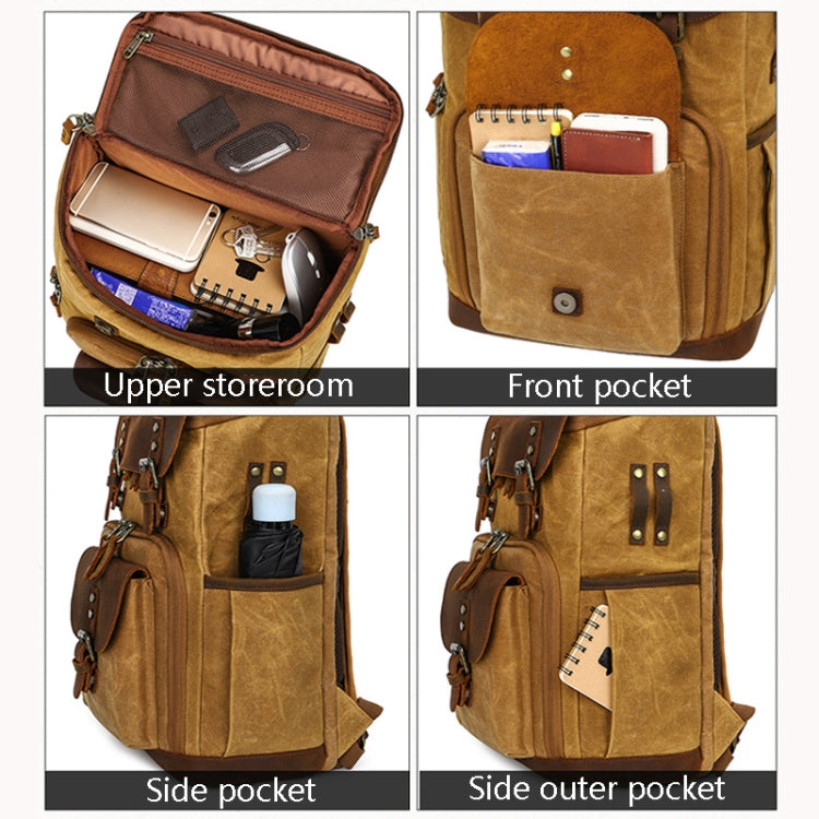 K-86 Casual Shoulder Camera Bag Contrast Water-resistant Batik Canvas Single Digital Camera Photo Backpack(Gray)