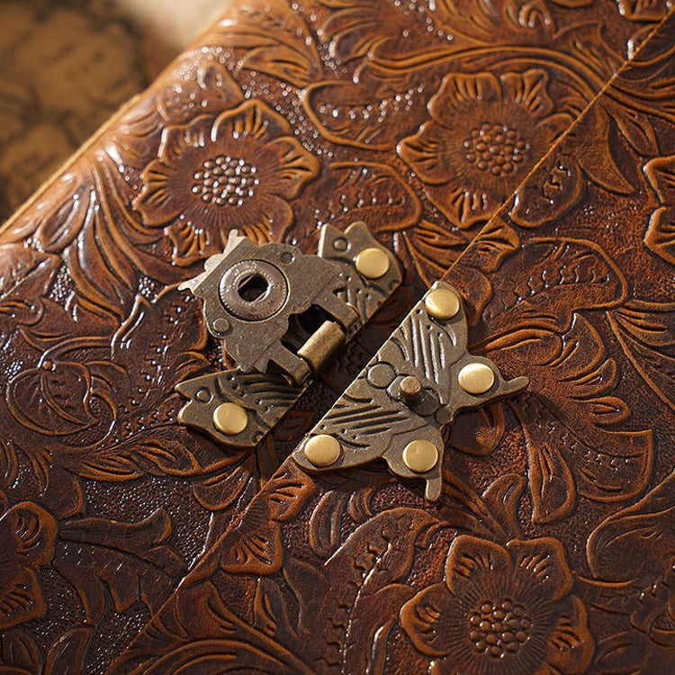 Handmade Sketchbook Cowhide Notebook Retro Notepad Notebook Diary Gift(Carved