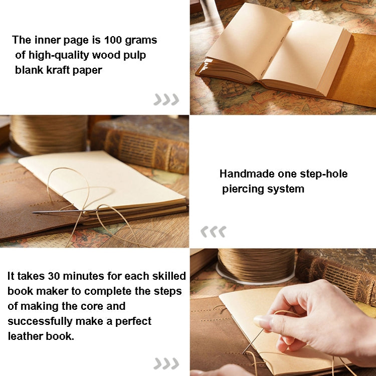 Handmade Sketchbook Cowhide Notebook Retro Notepad Notebook Diary Gift(Carved