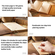 Handmade Sketchbook Cowhide Notebook Retro Notepad Notebook Diary Gift(Carved
