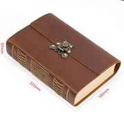 Handmade Sketchbook Cowhide Notebook Retro Notepad Notebook Diary Gift(Carved