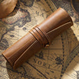 Retro First Layer Cowhide Pen Curtain Simple Literary Pencil Case Multifunctional Volume Pencil Case(Crazy Horse Skin Brown) - Pen Holder by PMC TechLife | Online Shopping South Africa | PMC TechLife