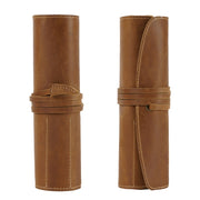 Retro First Layer Cowhide Pen Curtain Simple Literary Pencil Case Multifunctional Volume Pencil Case(Crazy Horse Skin Brown)