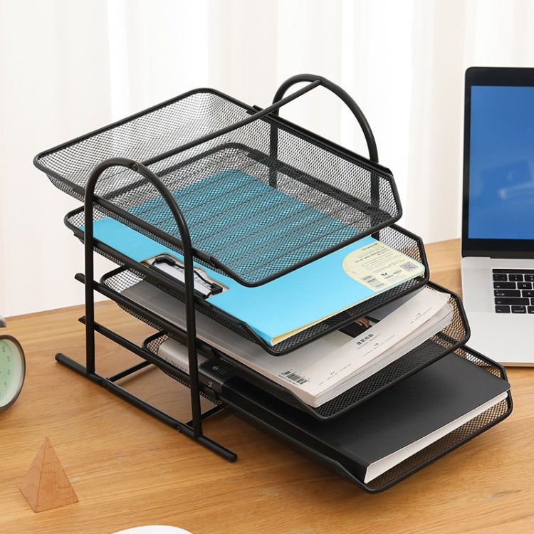 Net-Shaped File Rack Data Storage Frame Storage Rack Metal File Management Rack,Style: Four-layer