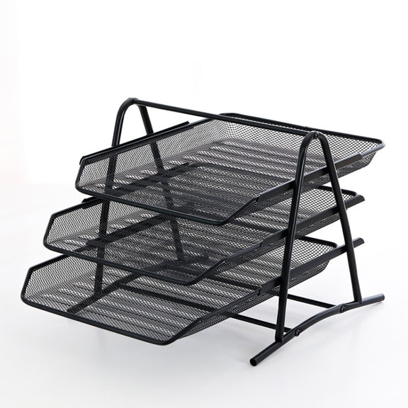 Net-Shaped File Rack Data Storage Frame Storage Rack Metal File Management Rack,Style: Four-layer