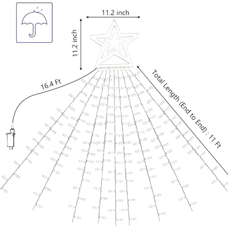 10LM 350 LED Star Waterfall Light Christmas Tree String Lights Outdoor Meteor Light, Plug Spec: US Plug(RGB Light)