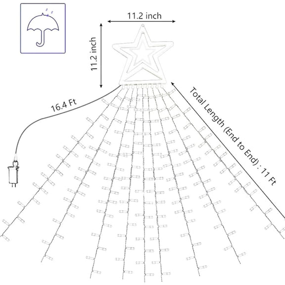 10LM 350 LED Star Waterfall Light Christmas Tree String Lights Outdoor Meteor Light, Plug Spec: US Plug(RGB Light)