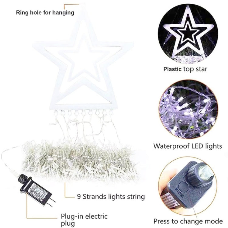 10LM 350 LED Star Waterfall Light Christmas Tree String Lights Outdoor Meteor Light, Plug Spec: US Plug(RGB Light)
