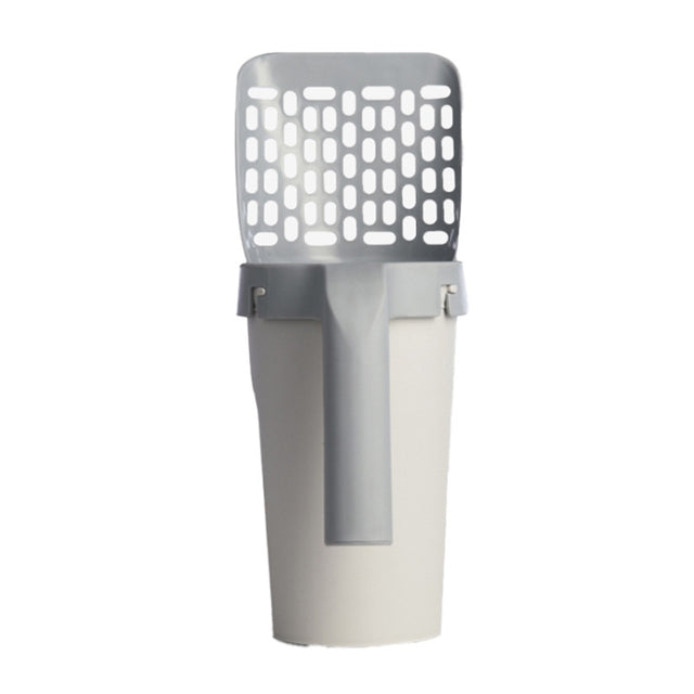 All-In-One Cat Litter Scoop Pet Toilet Picker Removable Portable Plastic Scoop(Gray White)