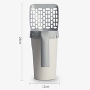 All-In-One Cat Litter Scoop Pet Toilet Picker Removable Portable Plastic Scoop(Gray White)