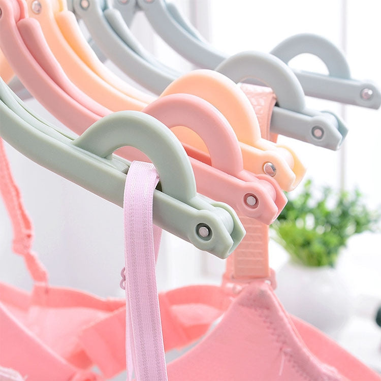 3pcs Portable Travel Folding Hanger Multi-Function Plastic Drying Rack(Pink)